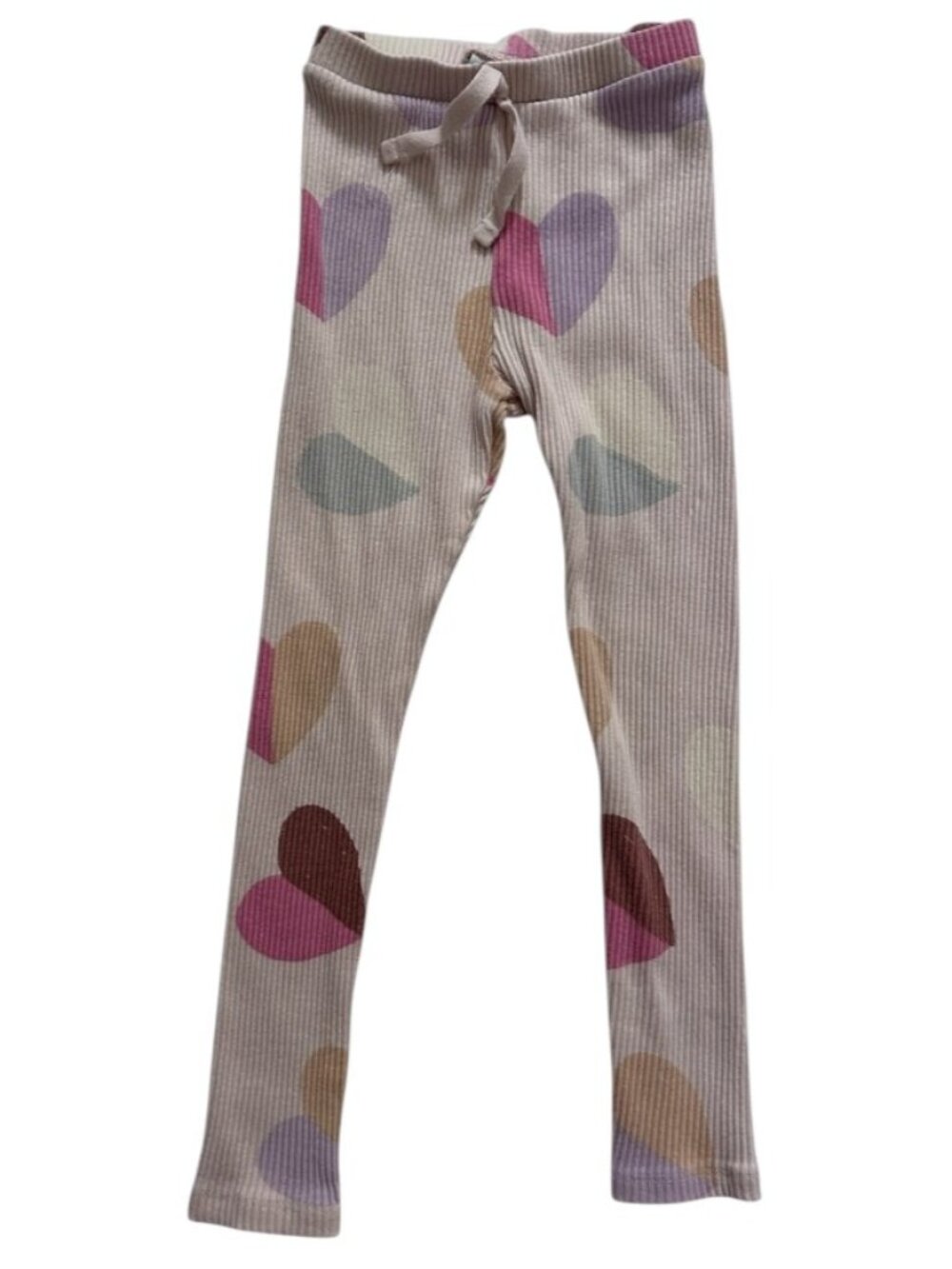 Zara Abstract Heart Print Ribbed Leggings Size 6